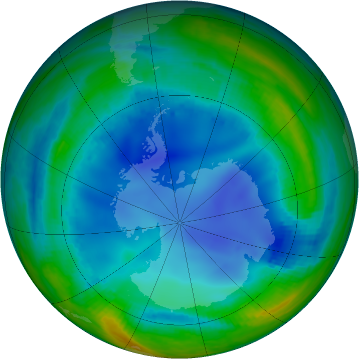 Antarctic ozone map for 26 July 2000